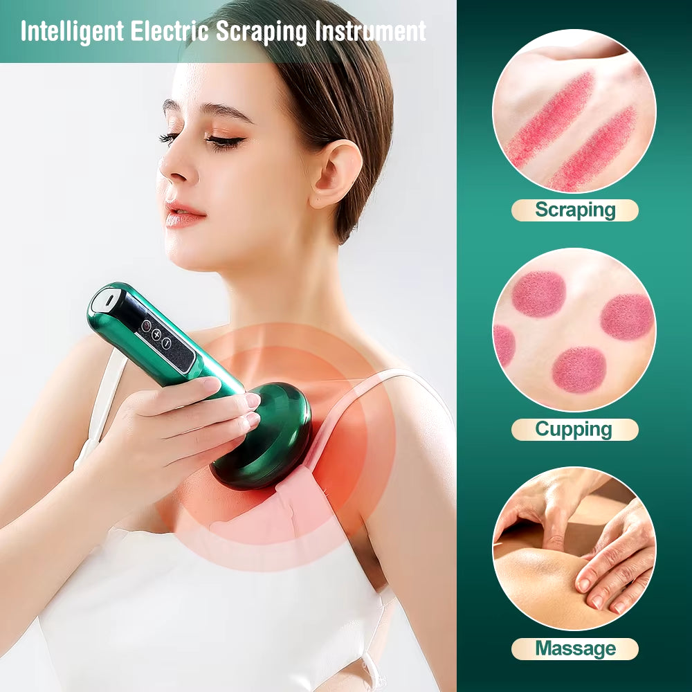 Tricolor Electric Massager Guasha anti Cellulite Vacuum Suction Cup Beauty Health Scraping Infrared Heat Slimming Massage Thera