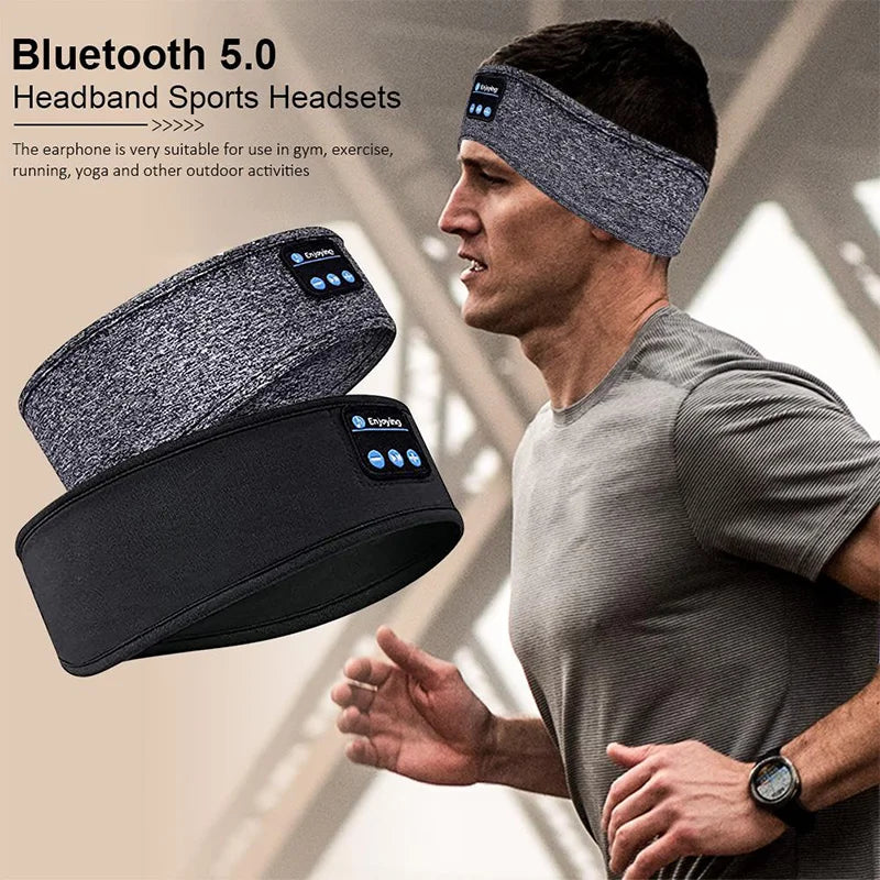 Wireless Bluetooth Headset Elastic Sports Headband over the Ear Hairband Earbuds Music Sleeping Eye Mask Wireless Headphones